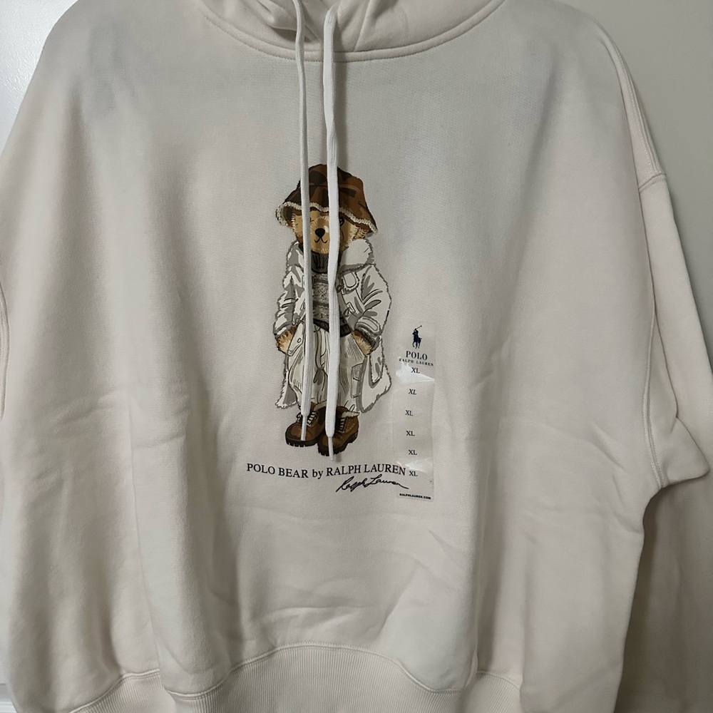 Polo by Ralph Lauren Beige Hoodie with Bear Graphic